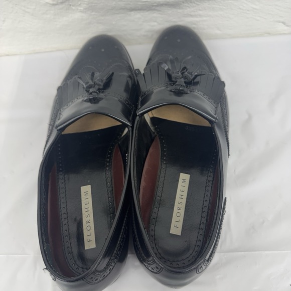 FLORSHEIM 20533 Black Leather Wingtip Loafers Tassel Kiltie Shoes 11.5 D - Picture 4 of 7